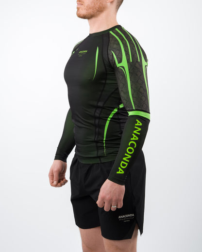 Anaconda Evolution Long Sleeve Rashguard in Black & Green for BJJ
