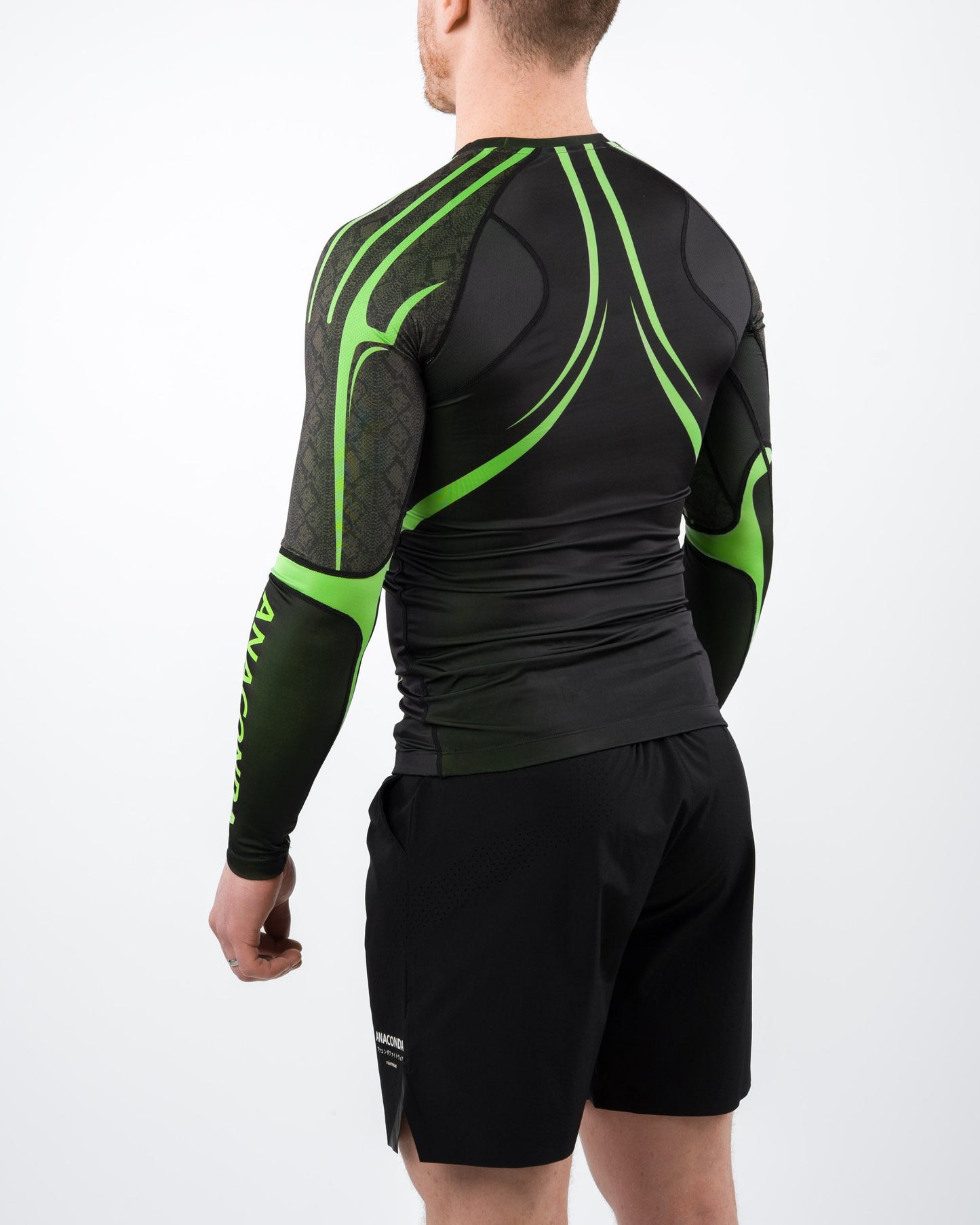 Anaconda Evolution Long Sleeve Rashguard in Black & Green for BJJ