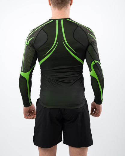 Anaconda Evolution Long Sleeve Rashguard in Black & Green for BJJ
