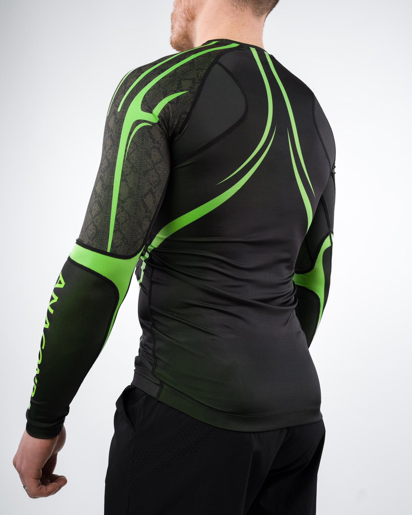 Anaconda Evolution Long Sleeve Rashguard in Black & Green for BJJ